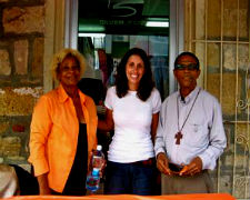 A Peace Corps volunteer with community members in Antigua.