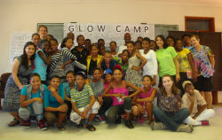 Peace Corps volunteers and GLOW (Girls Leading Our World) participants in Botswana.