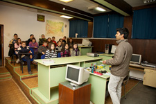 A Community Development volunteer in Bulgaria addresses his class.