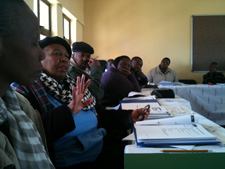Hospital staff in Peace Corps volunteer Barbara Meyer\'s community learn about the new training programs.