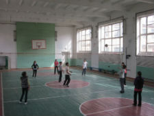  Students in Peace Corps volunteer Brandon Sheaffers village play basketball.