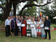 Newly sworn-in Peace Corps volunteers in Ethiopia.