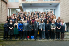 Newly sworn-in Peace Corps volunteers in Ukraine.