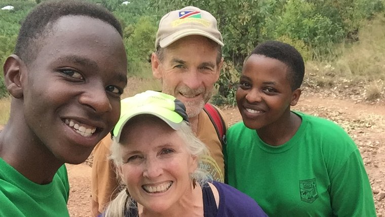 Marie Fitzsimmons and Kirk Peters with Frank and Anitha- school leaders