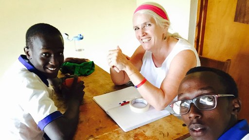 Marie Fitzsimmons in her office in Rwanda.