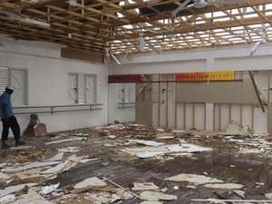 The dance studio after Hurricane Maria.