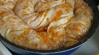 Tikvenik is a pastry from Bulgaria made from pumpkin and baked dough.