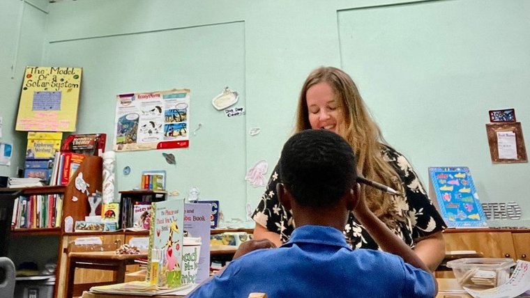 Heather works one-on-one with students of all abilities to improve reading skills.