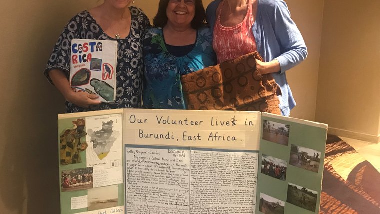 Colleen, Mary, and Erin with a collection of their letters