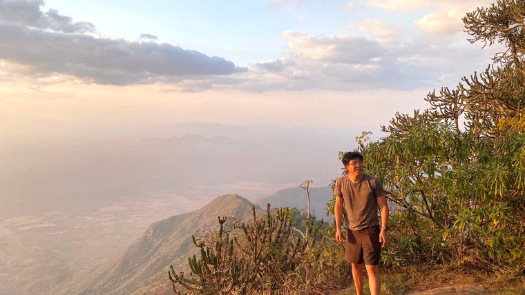Andy enjoys the view after an evening run around his Tanzanian village.