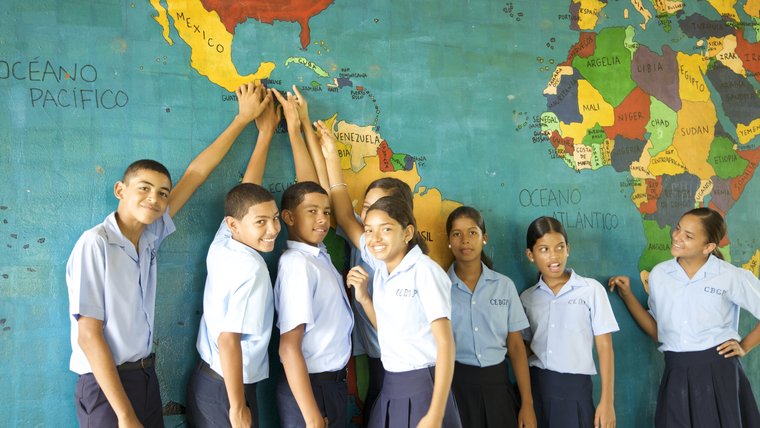 Students at map