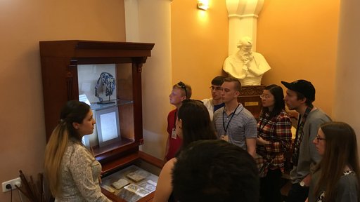 Joseph Andriano's students at a museum in Armenia