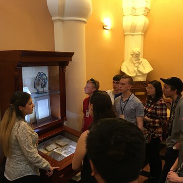 Joseph Andriano's students at a museum in Armenia