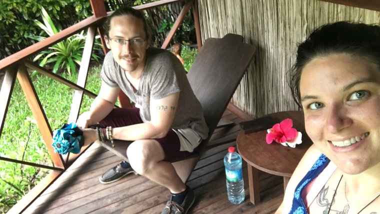 Britney Dawkins with her partner in Madagascar.