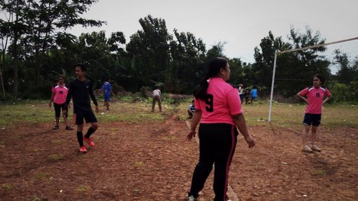 Playing volleyball in Indonesia