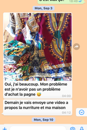 A WhatsApp conversation between a classroom in Los Angeles and a Volunteer in Cameroon