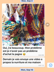 A WhatsApp conversation between a classroom in Los Angeles and a Volunteer in Cameroon