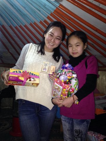 Ashley Baek during Christmas celebration in Mongolia