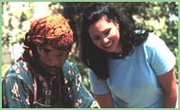 Photo of two women drawing water from a well.